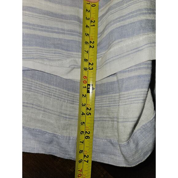 Cynthia Rowley Blue & White Striped Linen Button Short Sleeve Sz XL - Picture 5 of 5